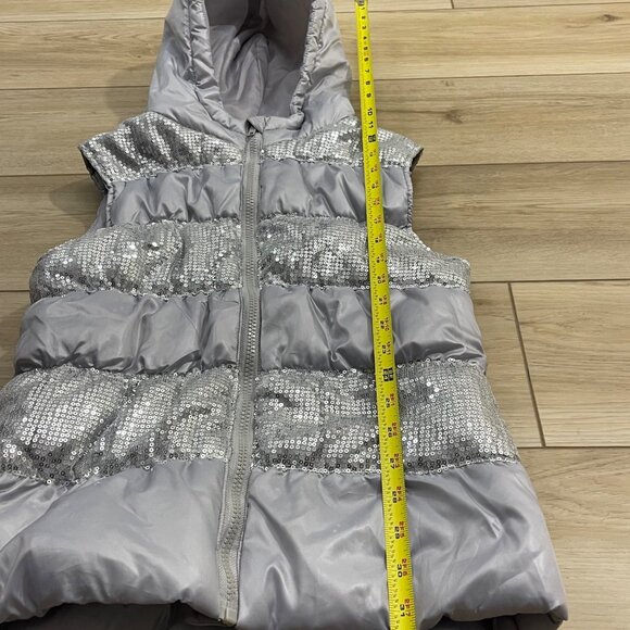 HeartSoul Girl Silver Hooded Puffer Vest XL With Sequined Accents Polyester - Picture 11 of 12
